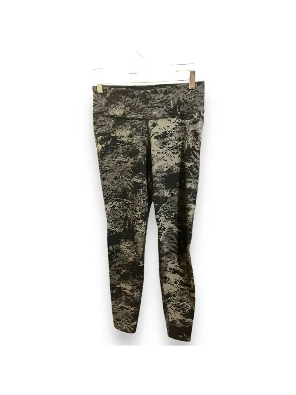 Women's Nike Leggings Mottled Green Tinted Grey Black Key Pocket Nylon M